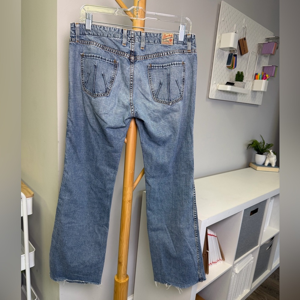 Vintage Lucky Brand Dungarees Charm Pant Sz 6/28 Raw Hem Ankle Jean 90s Y2K - Picture 3 of 6
